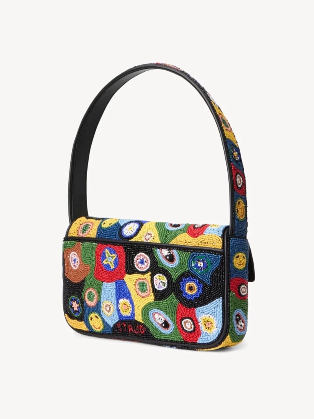 Staud Tommy Beaded Bag in Black Millefiori - Picture 3 of 12